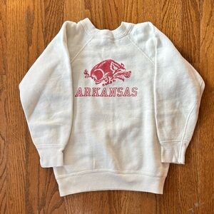 Vintage White Arkansas Sweatshirt with Red Logo